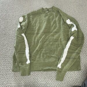 Green Knit Sweater with skeleton design in sleeves and back